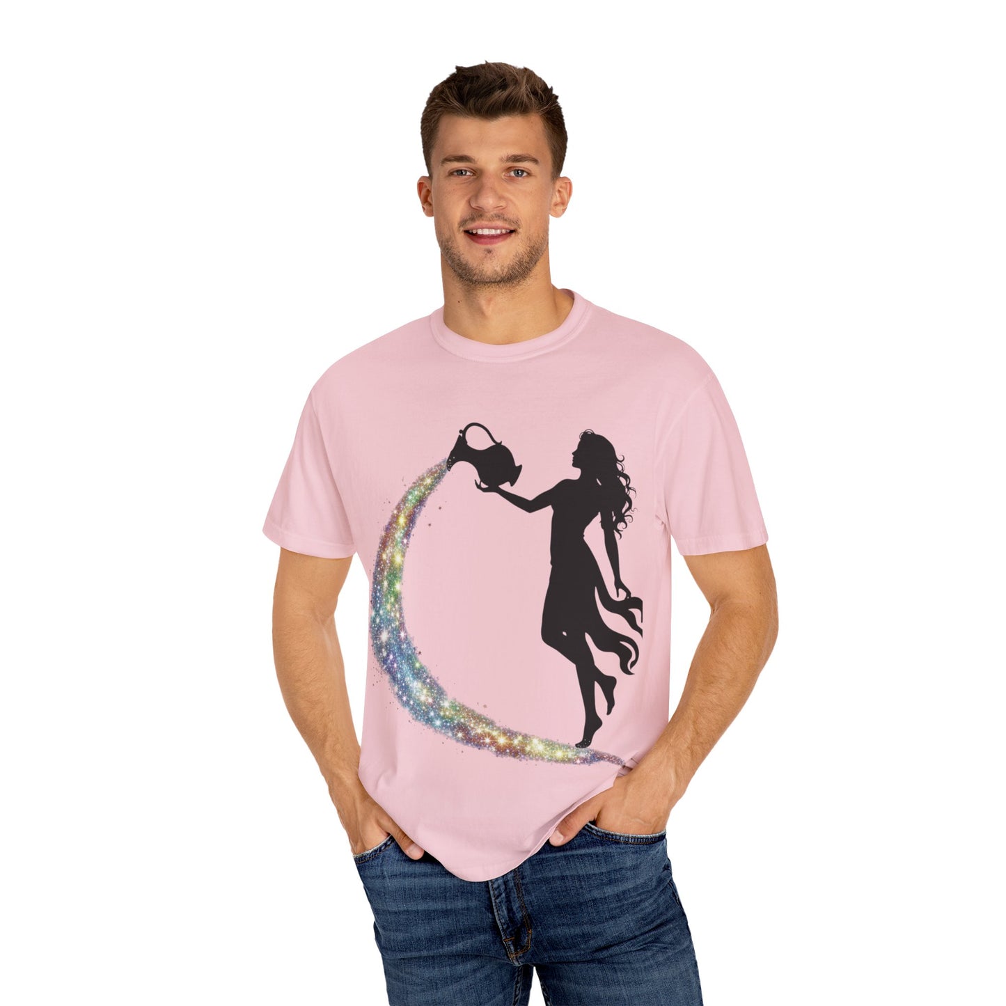 Aquarius Unisex T-shirt - Rainbow Flame Pride Design