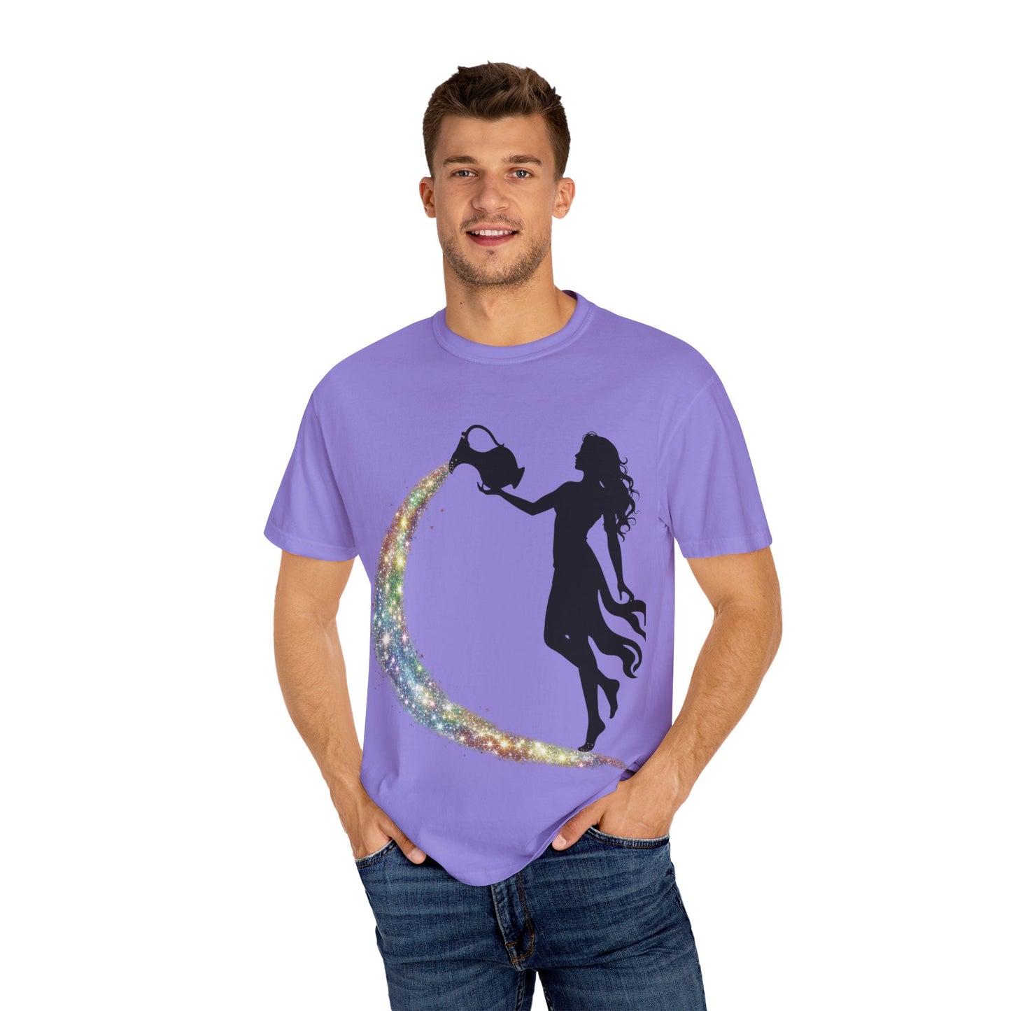 Aquarius Unisex T-shirt - Rainbow Flame Pride Design