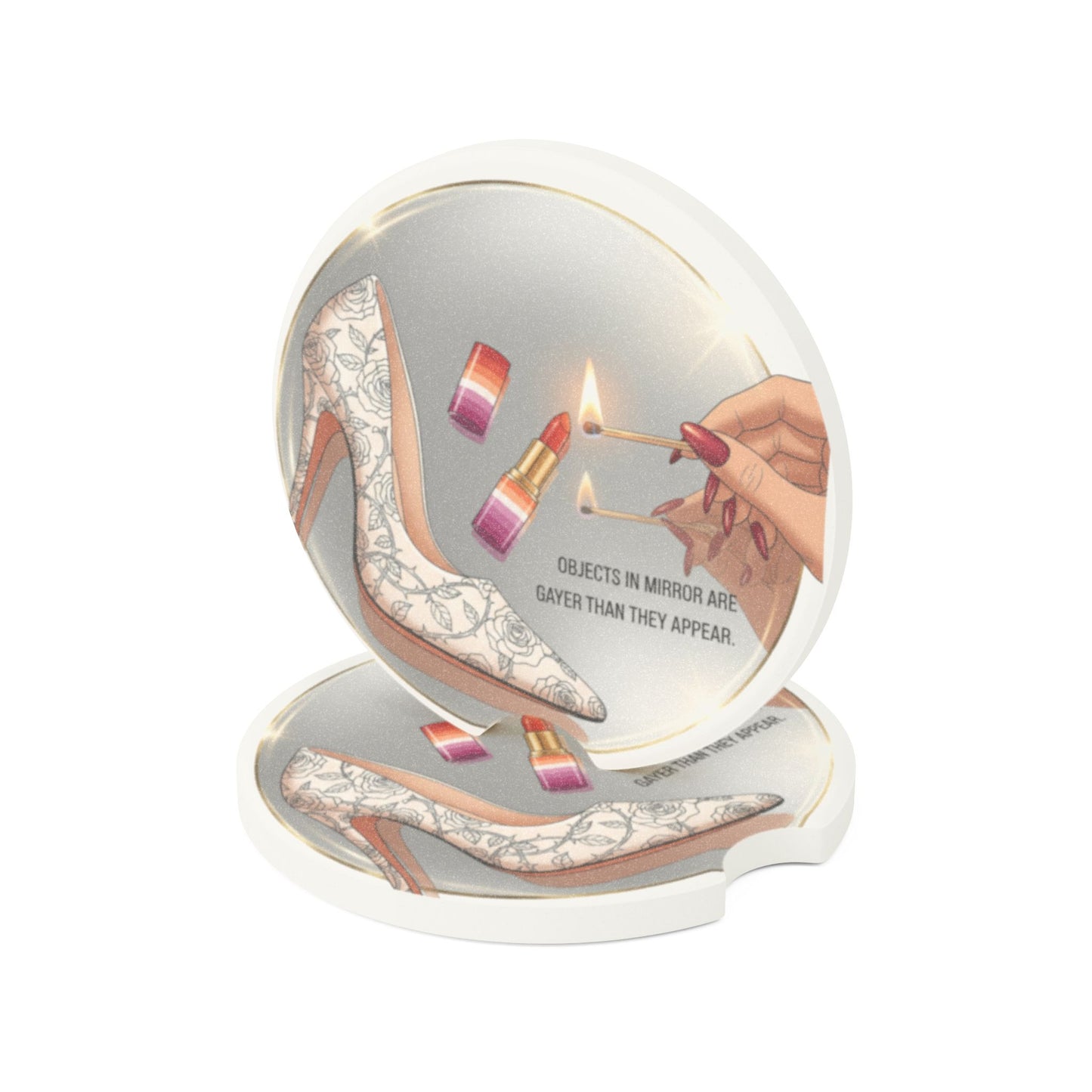 Objects in Mirror - Pride - Soapstone Car Coaster