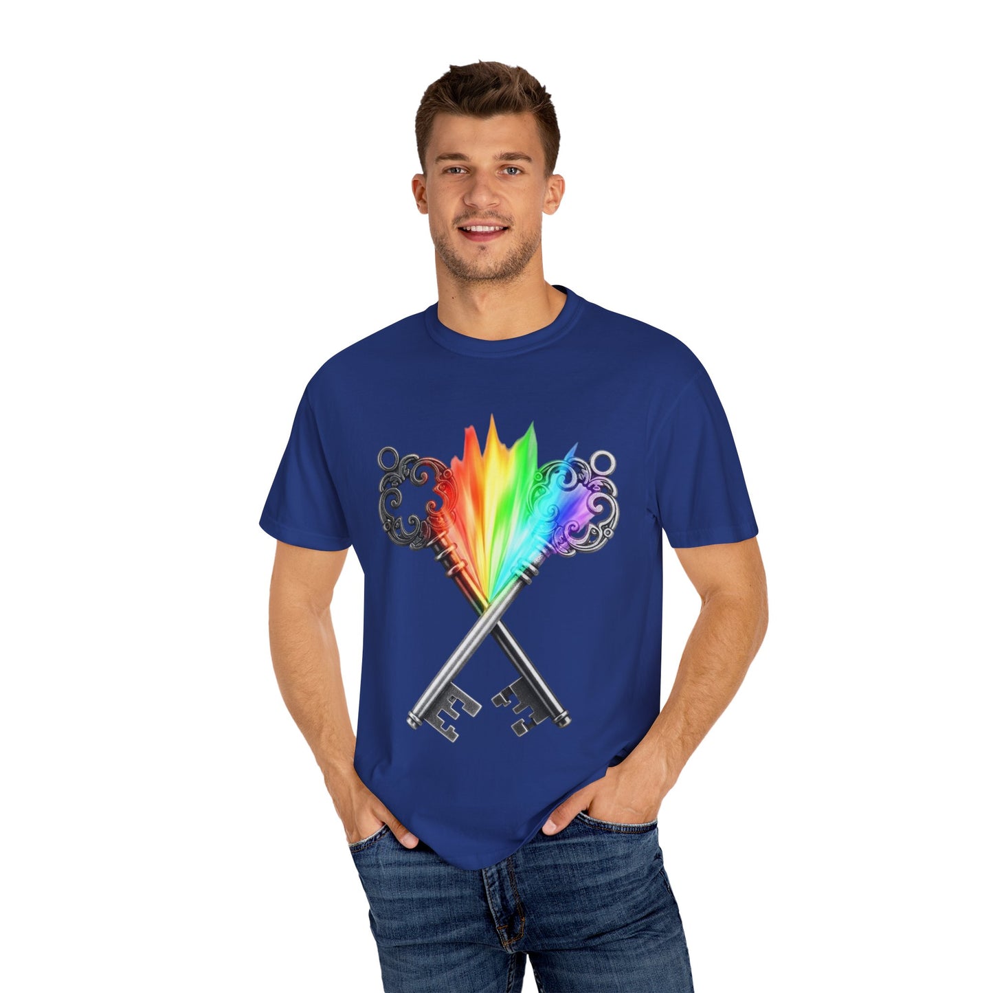 Gemini Unisex T-shirt - Rainbow Flame Pride Design