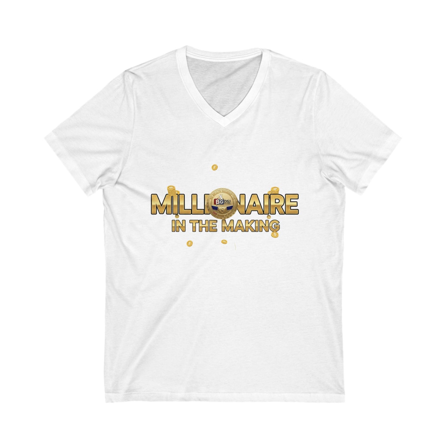 BG Wealth Sharing Investments Millionaire 3 Yr Anniversary Badge V-Neck Tee