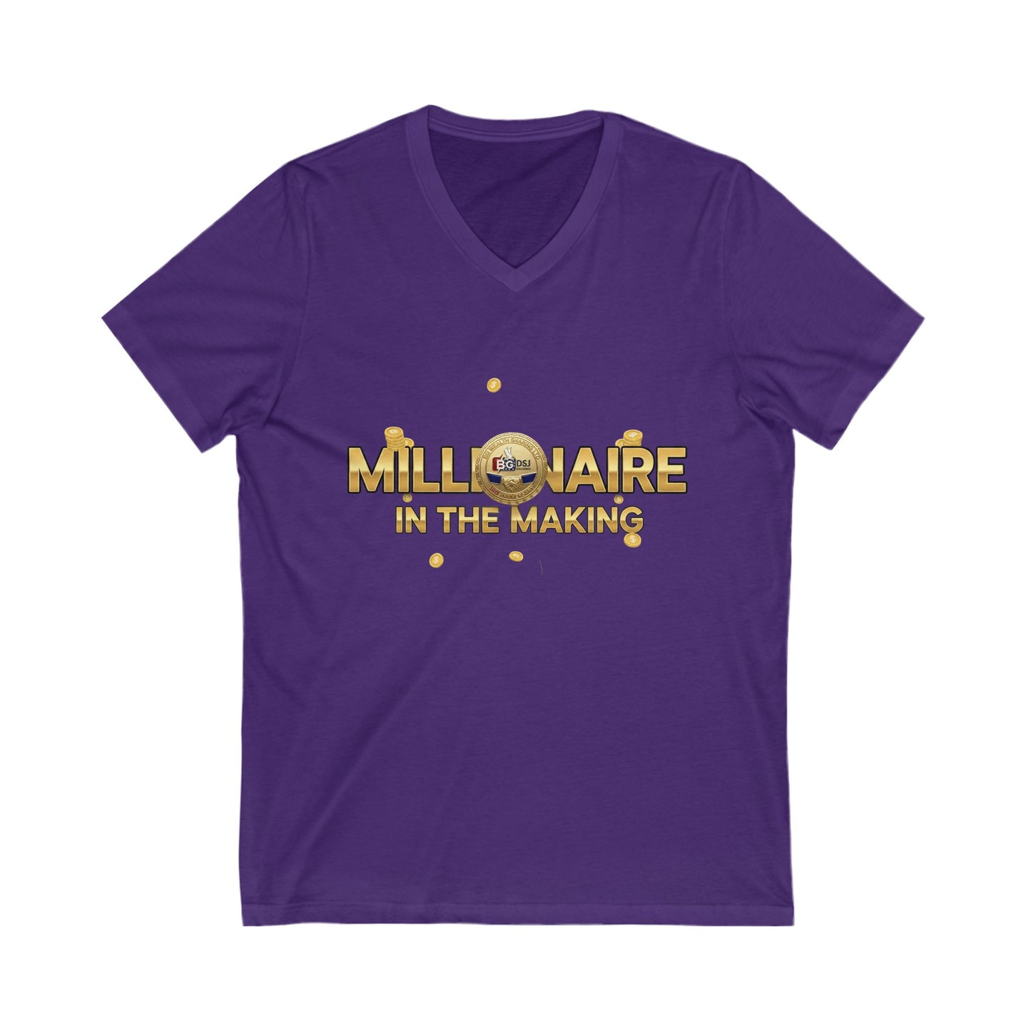 BG Wealth Sharing Investments Millionaire 3 Yr Anniversary Badge V-Neck Tee
