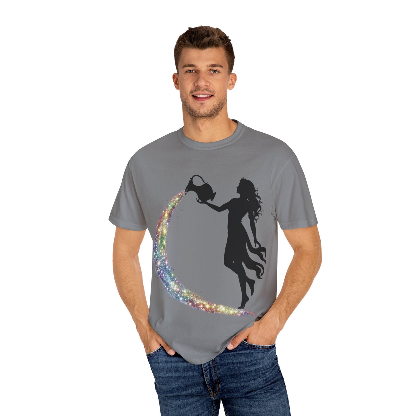 Aquarius Unisex T-shirt - Rainbow Flame Pride Design