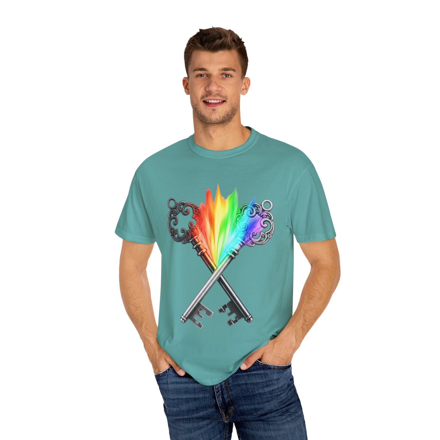 Gemini Unisex T-shirt - Rainbow Flame Pride Design