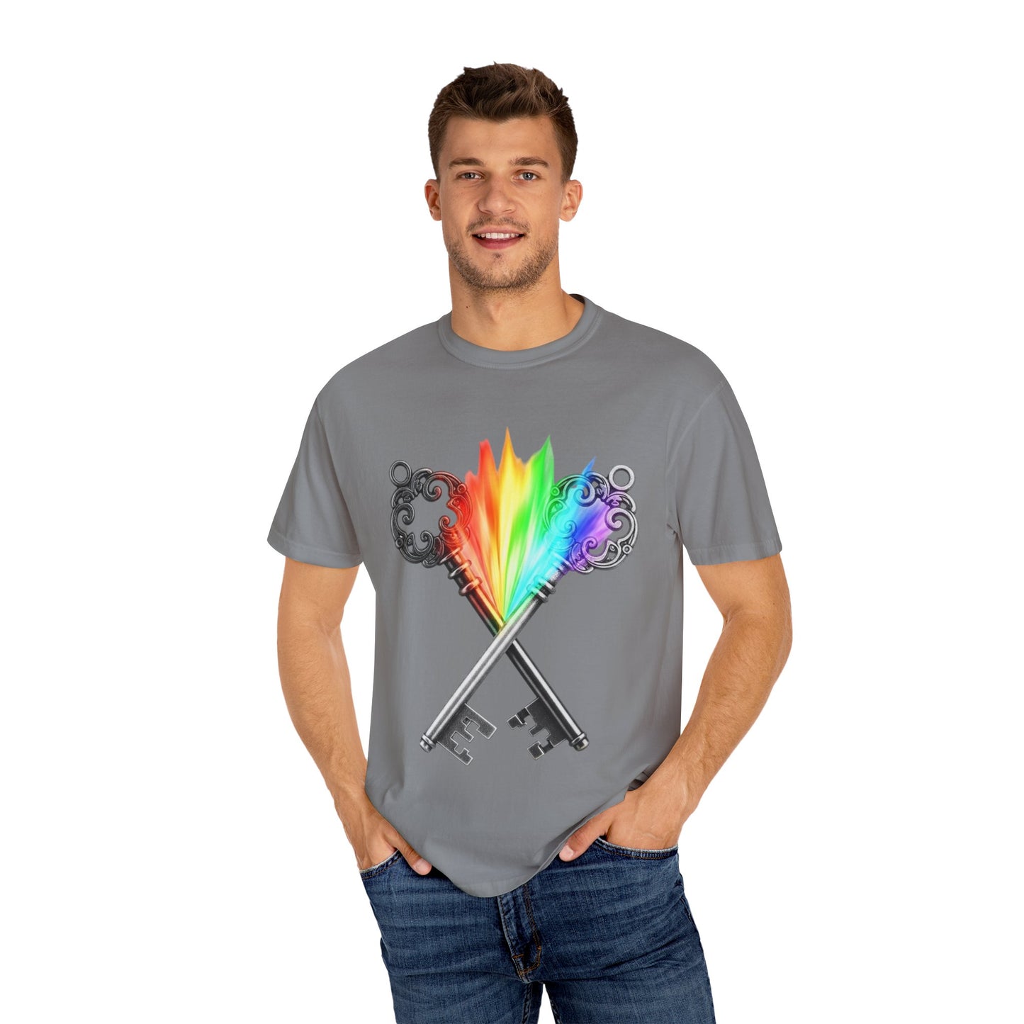 Gemini Unisex T-shirt - Rainbow Flame Pride Design