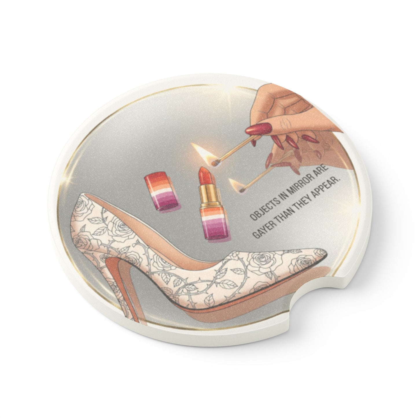 Objects in Mirror - Pride - Soapstone Car Coaster