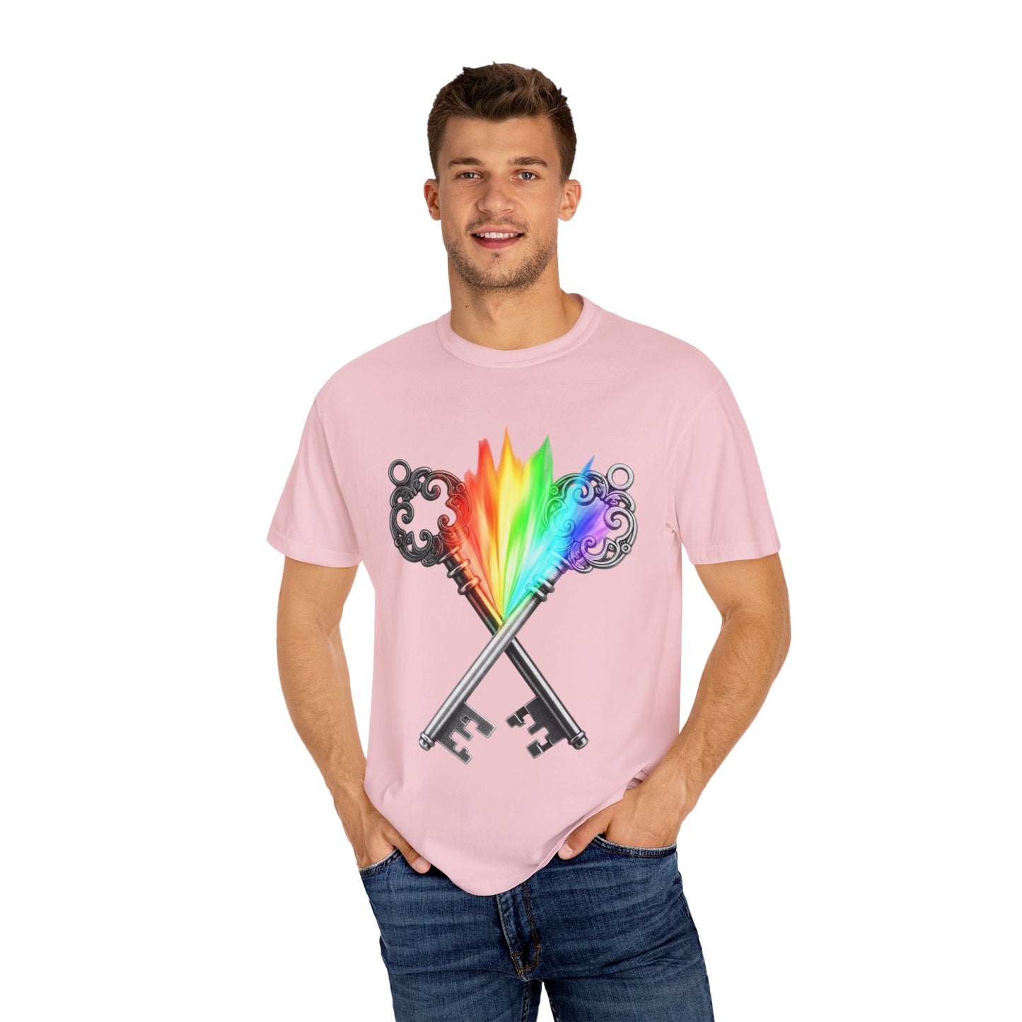 Gemini Unisex T-shirt - Rainbow Flame Pride Design