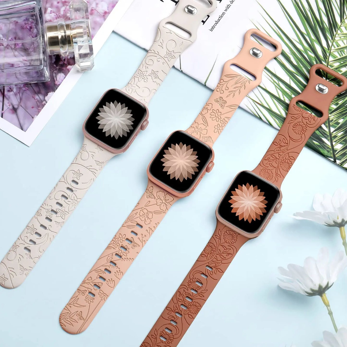 Floral Engraved Apple Watch band