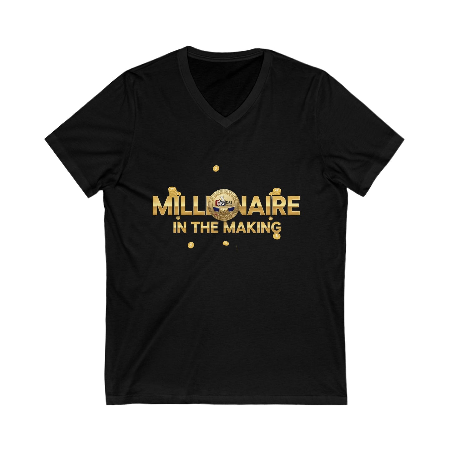 BG Wealth Sharing Investments Millionaire 3 Yr Anniversary Badge V-Neck Tee