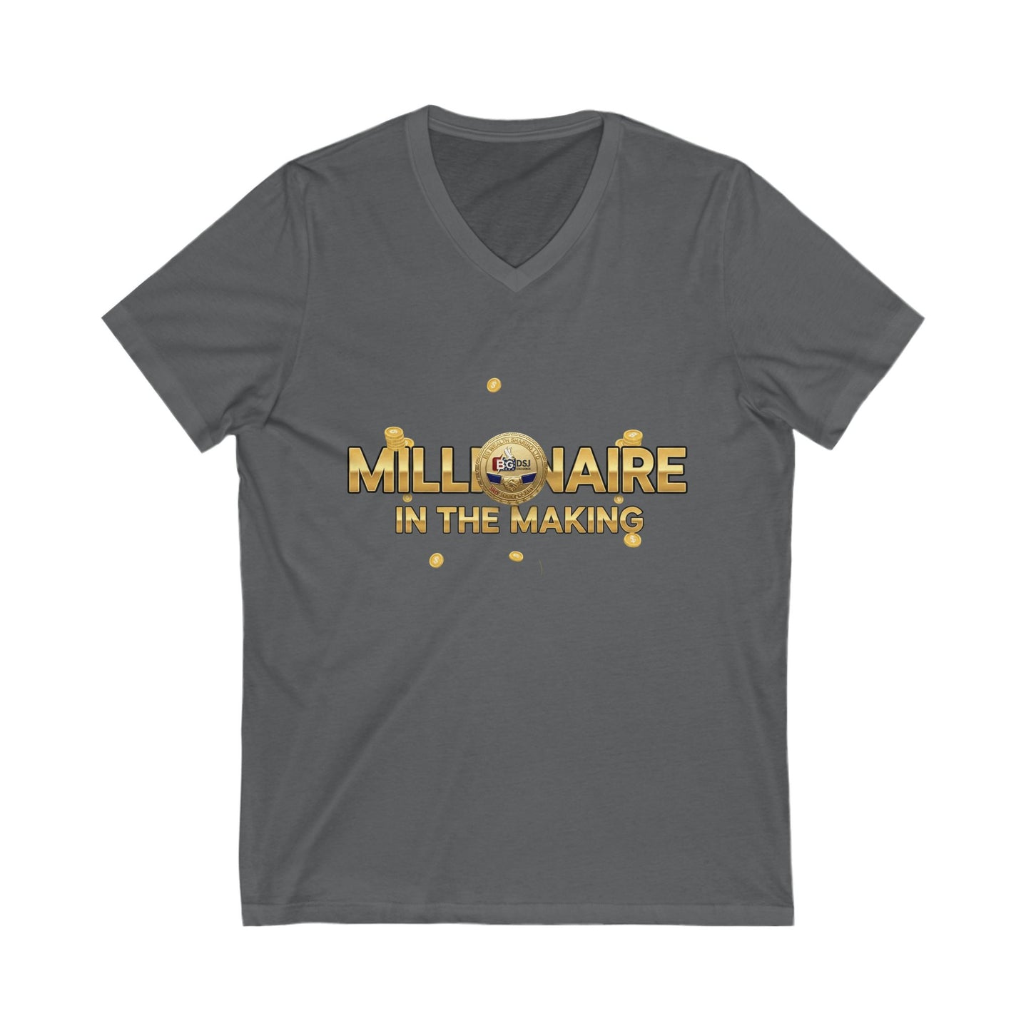 BG Wealth Sharing Investments Millionaire 3 Yr Anniversary Badge V-Neck Tee