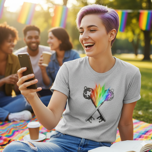Gemini Unisex T-shirt - Rainbow Flame Pride Design