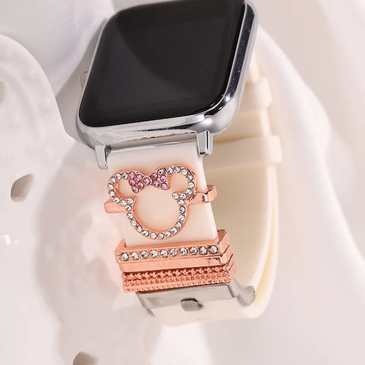 5pcs Cartoon Mouse Rhinestone Watchband Ring Loops