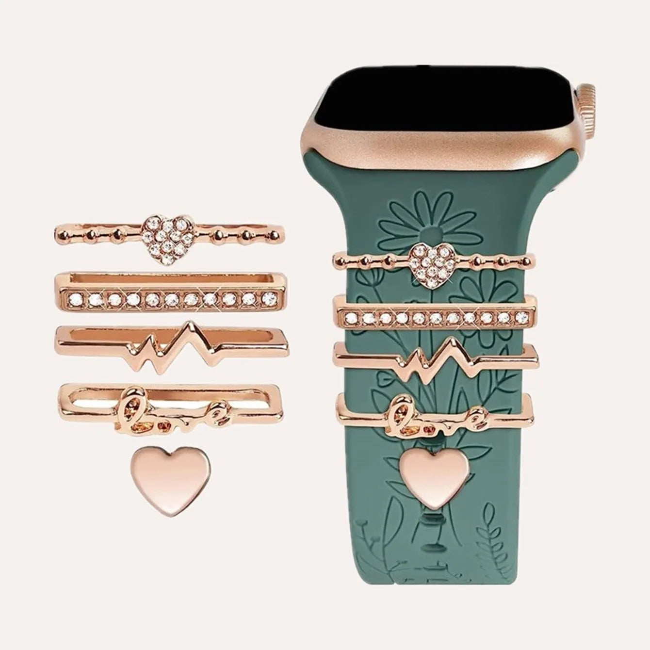 5pcs Rhinestone Watchband Rings