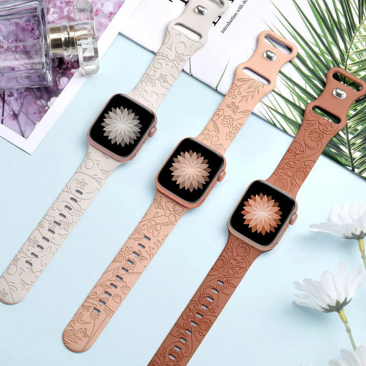 Floral Engraved Apple Watch band