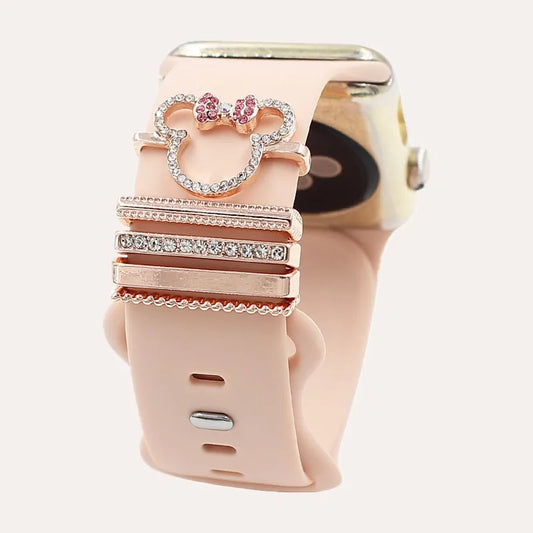 5pcs Cartoon Mouse Rhinestone Watchband Ring Loops