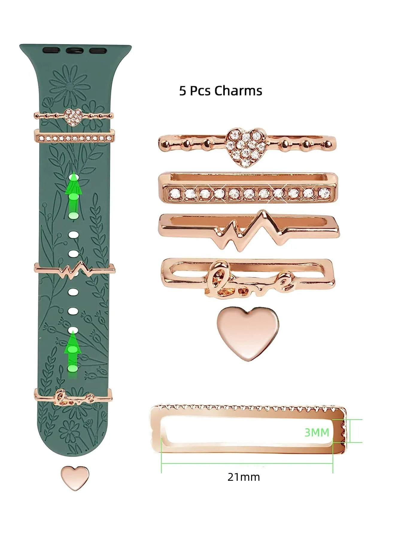 5pcs Rhinestone Watchband Rings